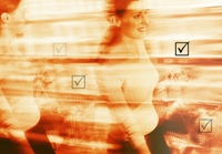 Busy woman with a checklist, illustrating self-examination of doing compared to being.