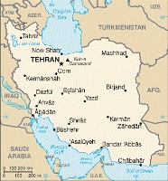 Map of Iran including nuclear site in Qom. Map from CIA World Factbook.