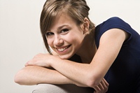 Purity illustrated by teen girl in modest dress.