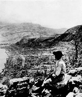 Aftermath of the eruption of Mount Pele in Martinique in 1902 from Wikimedia Commons.